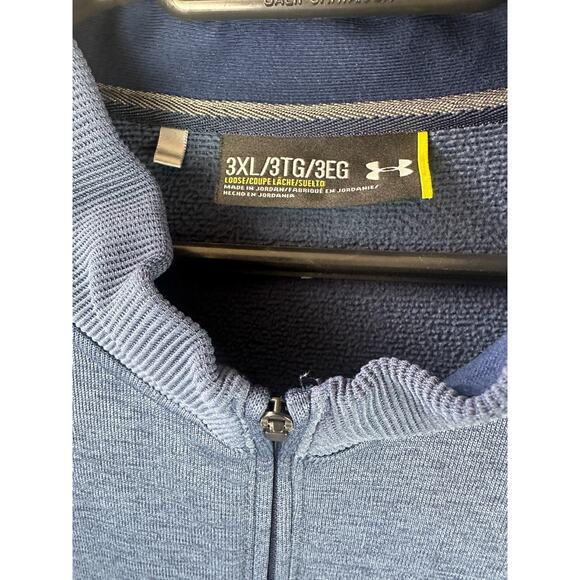 Under Armour 1/4 Zip Fleece Pullover Gray Navy Mens 3XL Loose SweaterFleece Golf - Picture 8 of 10